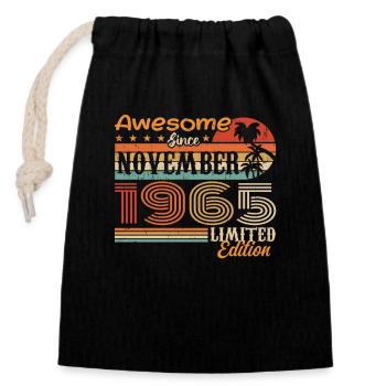 Une légende est née en novembre 1965 - 1965 - Sac cadeau en coton avec cordon (14 x 20 cm) - noir - Devant