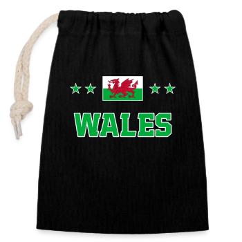 Wales - Verschließbarer Geschenkbeutel aus Baumwolle (14x20cm) - Schwarz - Vorne