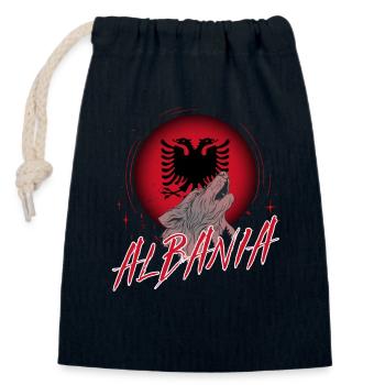 Albanie - Sac cadeau en coton avec cordon (14 x 20 cm) - bleu marine - Devant