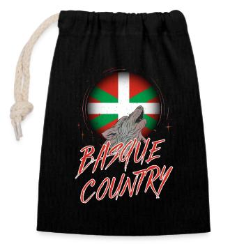 Pays Basque - Sac cadeau en coton avec cordon (14 x 20 cm) - noir - Devant