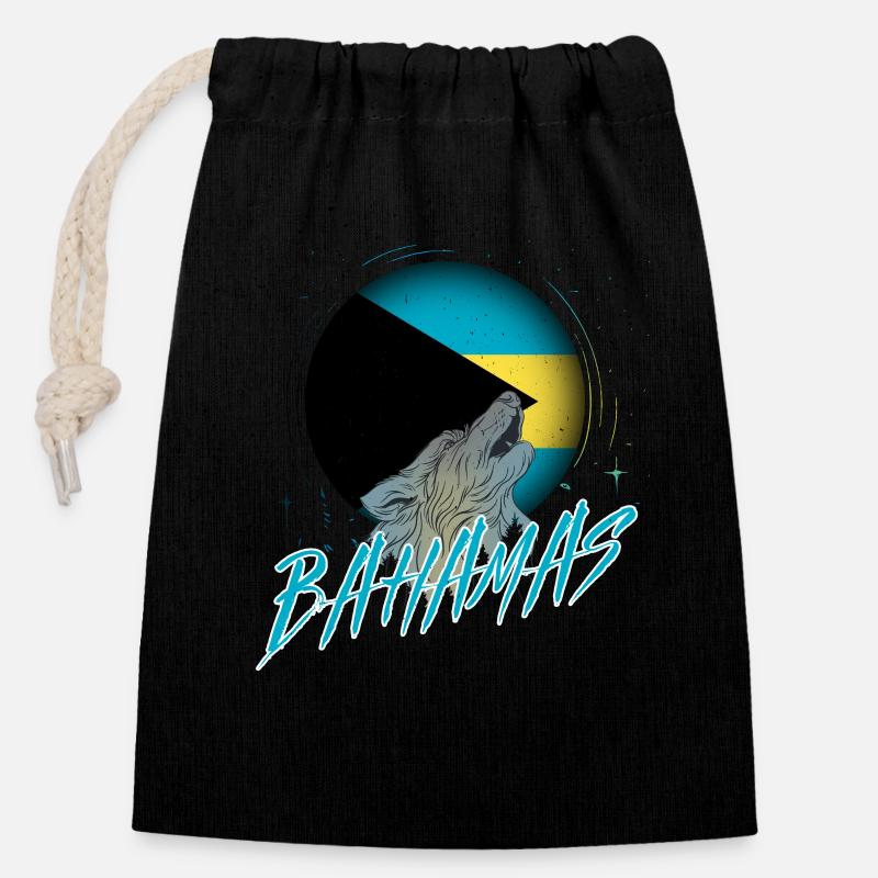 Bahamas - Verschließbarer Geschenkbeutel aus Baumwolle (14x20cm) - Schwarz