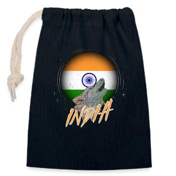 Indien - Verschließbarer Geschenkbeutel aus Baumwolle (14x20cm) - Navy - Vorne