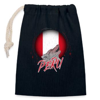Peru - Closable cotton gift bag (14x20cm) - navy - Front