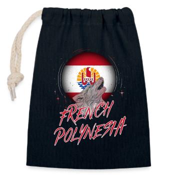 Polynésie française - Sac cadeau en coton avec cordon (14 x 20 cm) - bleu marine - Devant
