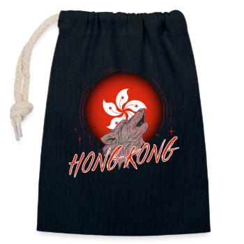 Hong Kong - Closable cotton gift bag (14x20cm) - navy - Front