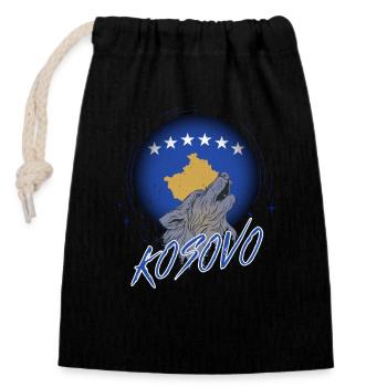 Kosovo - Verschließbarer Geschenkbeutel aus Baumwolle (14x20cm) - Schwarz - Vorne
