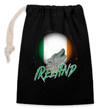 Irland - Verschließbarer Geschenkbeutel aus Baumwolle (14x20cm) - Schwarz - Vorne