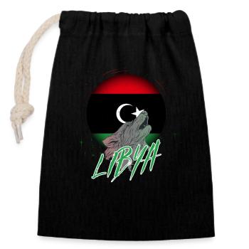 Libyen - Verschließbarer Geschenkbeutel aus Baumwolle (14x20cm) - Schwarz - Vorne