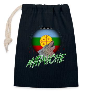 Mapuche - Sac cadeau en coton avec cordon (14 x 20 cm) - bleu marine - Devant