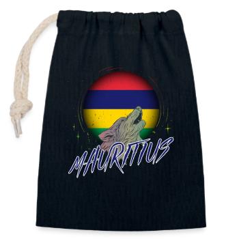 Mauritius - Closable cotton gift bag (14x20cm) - navy - Front