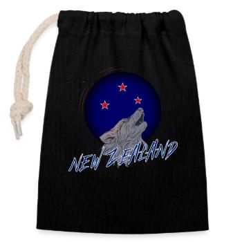 New Zealand - Closable cotton gift bag (14x20cm) - black - Front