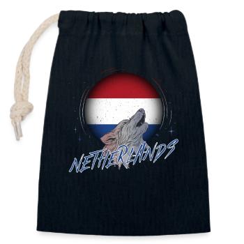 Antilles néerlandaises - Sac cadeau en coton avec cordon (14 x 20 cm) - bleu marine - Devant