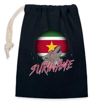 Suriname - Sac cadeau en coton avec cordon (14 x 20 cm) - bleu marine - Devant