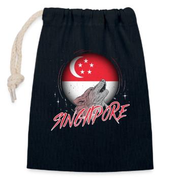Singapur - Verschließbarer Geschenkbeutel aus Baumwolle (14x20cm) - Navy - Vorne