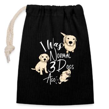 J’étais normal il y a 3 chiens - cadeau pour l’amoureux des chiens - Sac cadeau en coton avec cordon (14 x 20 cm) - noir - Devant