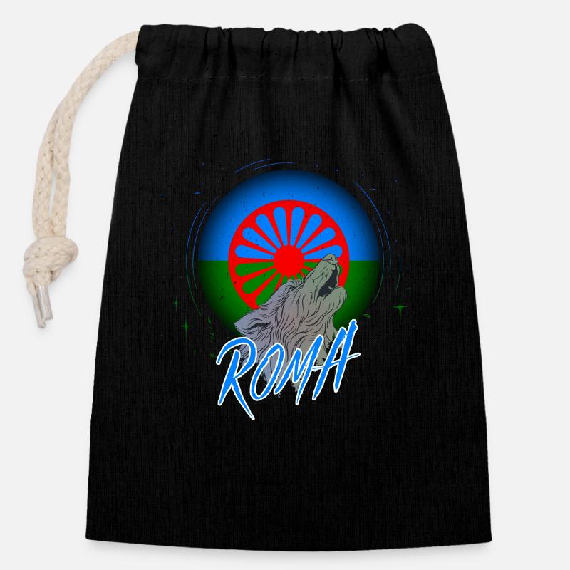 Roma - Verschließbarer Geschenkbeutel aus Baumwolle (14x20cm) - Schwarz