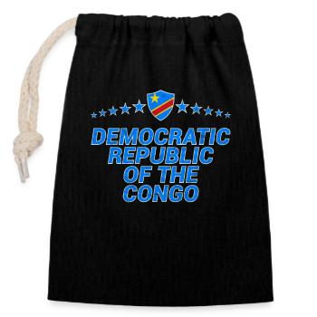 Demokratische Republik Kongo - Verschließbarer Geschenkbeutel aus Baumwolle (14x20cm) - Schwarz - Vorne