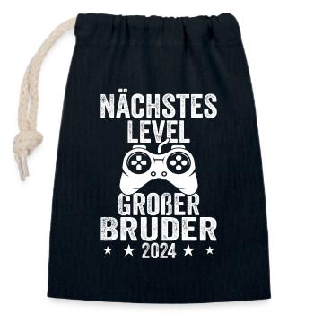 Nächste Level Großer Bruder 2024 - Verschließbarer Geschenkbeutel aus Baumwolle (14x20cm) - Navy - Vorne