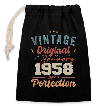 Janvier 1958 Légende depuis 66 ans - Sac cadeau en coton avec cordon (14 x 20 cm) - noir - Devant