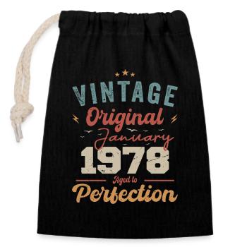 January 1978 Legend for 46 years - Closable cotton gift bag (14x20cm) - black - Front