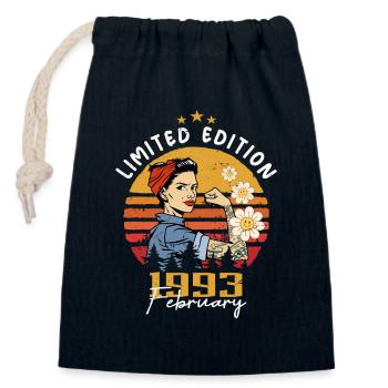31 ans - Né en février 1993 - Sac cadeau en coton avec cordon (14 x 20 cm) - bleu marine - Devant