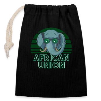 African Union - Closable cotton gift bag (14x20cm) - black - Front