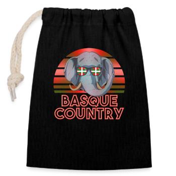 Pays Basque - Sac cadeau en coton avec cordon (14 x 20 cm) - noir - Devant