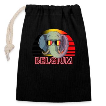 Belgien - Verschließbarer Geschenkbeutel aus Baumwolle (14x20cm) - Schwarz - Vorne