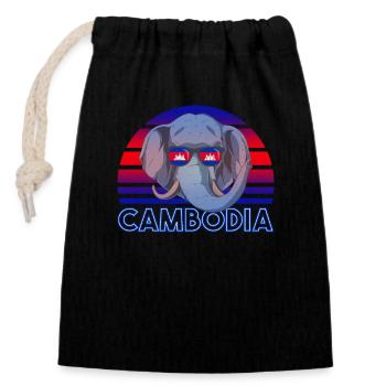 Cambodia - Closable cotton gift bag (14x20cm) - black - Front