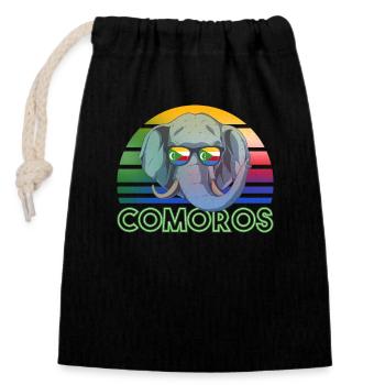 Comoros - Closable cotton gift bag (14x20cm) - black - Front