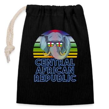 République Centrafricaine - Sac cadeau en coton avec cordon (14 x 20 cm) - noir - Devant