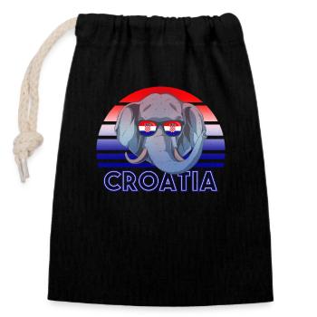 Croatie - Sac cadeau en coton avec cordon (14 x 20 cm) - noir - Devant