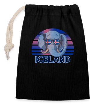 Islande - Sac cadeau en coton avec cordon (14 x 20 cm) - noir - Devant