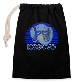 Kosovo - Verschließbarer Geschenkbeutel aus Baumwolle (14x20cm) - Schwarz - Vorne