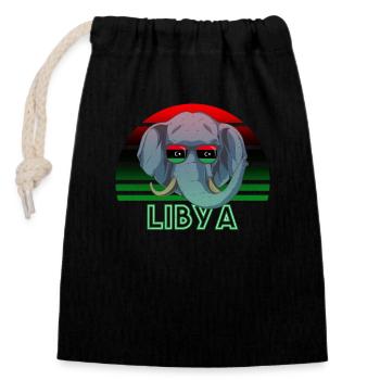 Libyen - Verschließbarer Geschenkbeutel aus Baumwolle (14x20cm) - Schwarz - Vorne