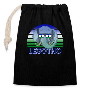 Lesotho - Verschließbarer Geschenkbeutel aus Baumwolle (14x20cm) - Schwarz - Vorne