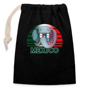 Mexique - Sac cadeau en coton avec cordon (14 x 20 cm) - noir - Devant