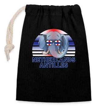 Antilles néerlandaises - Sac cadeau en coton avec cordon (14 x 20 cm) - noir - Devant