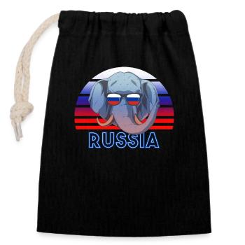 Russie - Sac cadeau en coton avec cordon (14 x 20 cm) - noir - Devant