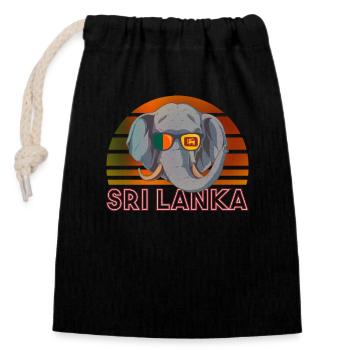 Sri Lanka - Closable cotton gift bag (14x20cm) - black - Front