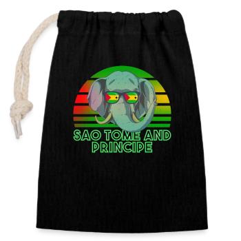 Sao Tomé et Principe - Sac cadeau en coton avec cordon (14 x 20 cm) - noir - Devant