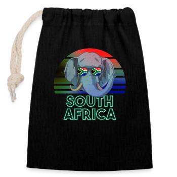 South Africa - Closable cotton gift bag (14x20cm) - black - Front