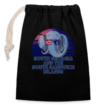 South Georgia and the South Sandwich Islands - Closable cotton gift bag (14x20cm) - black - Front