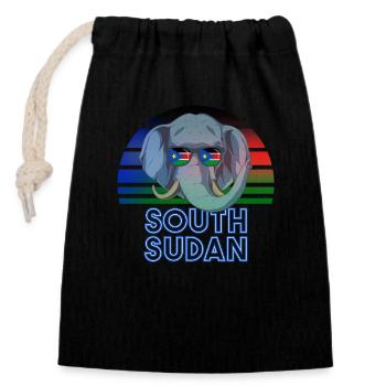 South Sudan - Closable cotton gift bag (14x20cm) - black - Front