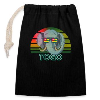 Togo - Closable cotton gift bag (14x20cm) - black - Front