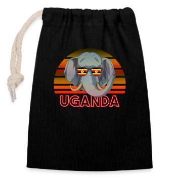 Uganda - Closable cotton gift bag (14x20cm) - black - Front