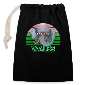 Wales - Verschließbarer Geschenkbeutel aus Baumwolle (14x20cm) - Schwarz - Vorne