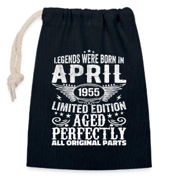 Vintage avril 1955 cadeau d’anniversaire - Sac cadeau en coton avec cordon (14 x 20 cm) - bleu marine - Devant