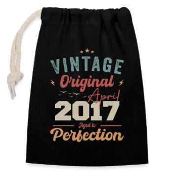 Vintage Geboren im April 2017 Geburtstagsgeschenk - Verschließbarer Geschenkbeutel aus Baumwolle (14x20cm) - Schwarz - Vorne