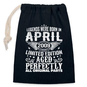 Vintage April 2009 Birthday Gift - Closable cotton gift bag (14x20cm) - navy - Front